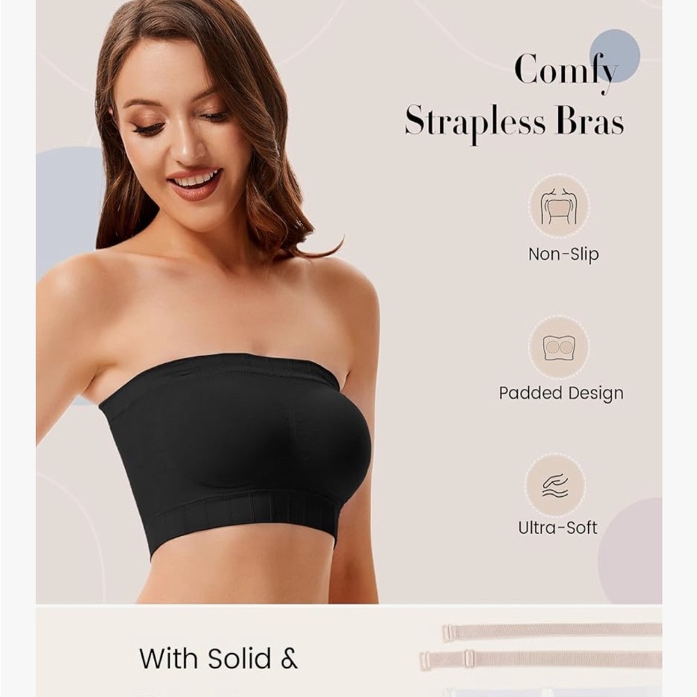 Comfy Strapless Black Bra